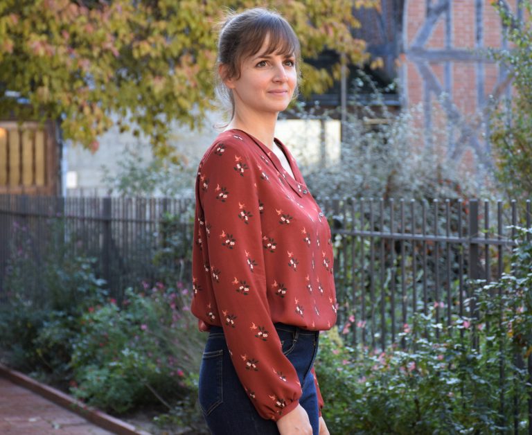 Annalie Mix Fabric Blouse - Taupe