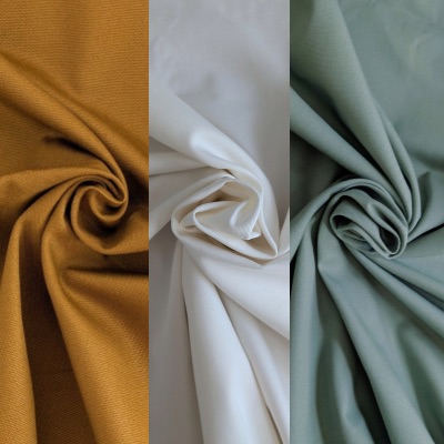 Gabardine blanc, vert, ocre - Tissus à coudre - Anna Rose patterns